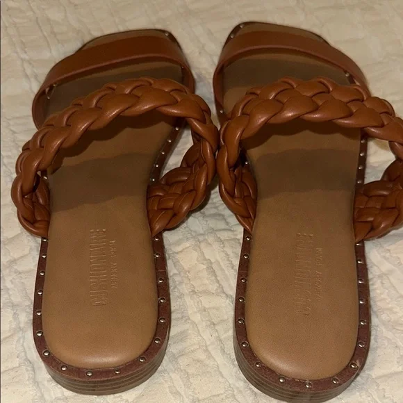 Brown Braided Slide Sandals - Picture 2 of 4